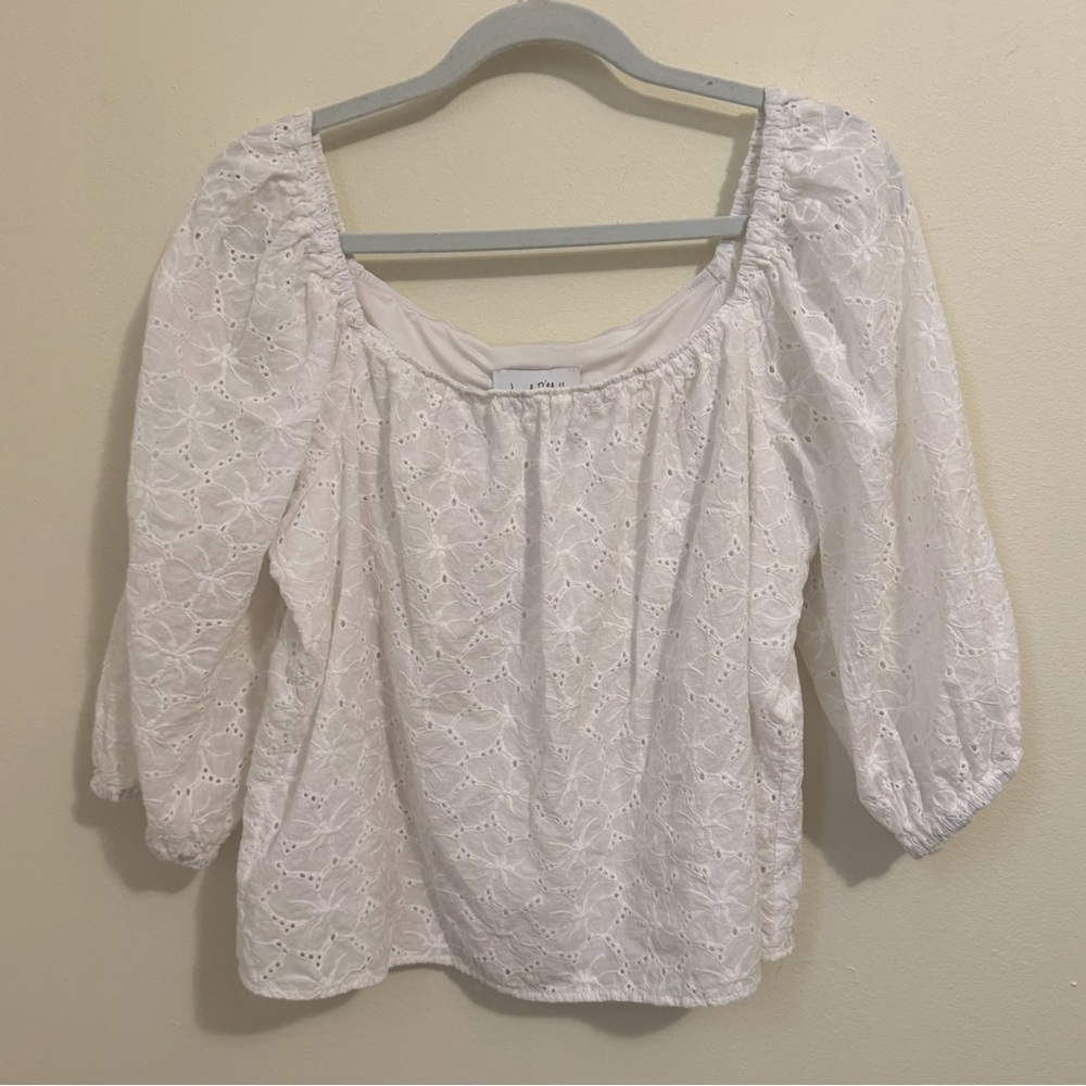 Joseph Ribkoff Women's White Eyelet Blouse